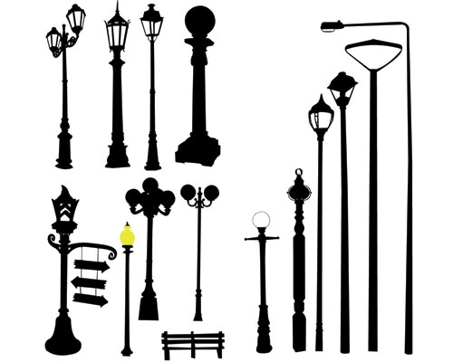Vector road light pole lamppost street - Ai, Svg, Eps Vector Free Download