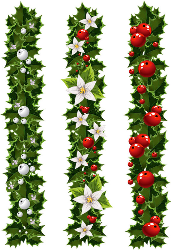 Green Christmas Garland and Mistletoe Vector - Ai, Svg, Eps Vector Free