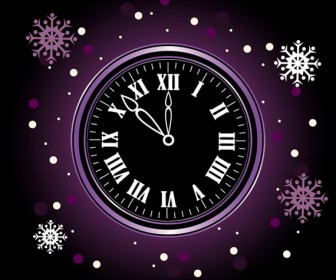 New Year Circle Clock Vector