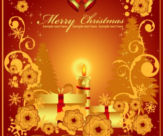 Red Christmas Greeting Card Vector