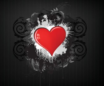 Red Heart on Grunge Background