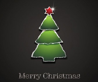 Simple xmas tree made torn paper vector