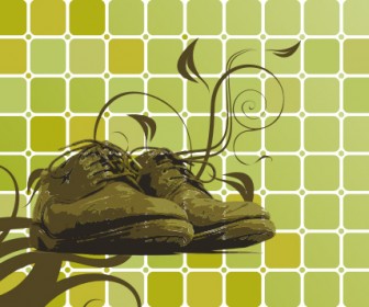 Shoes Vector and Swirls Background