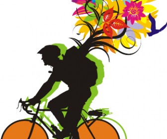 Bikers with Flower Vector Graphic