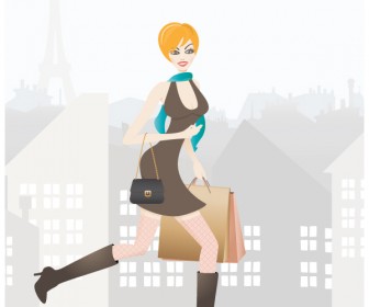 Shopping Girl Vector Illustration