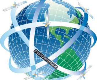 Globe Satellite Vector Icon Graphics