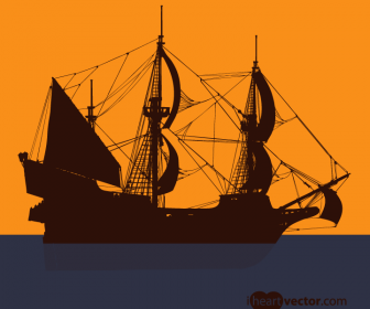 Pirate Ship Vector Silhouette Freebies
