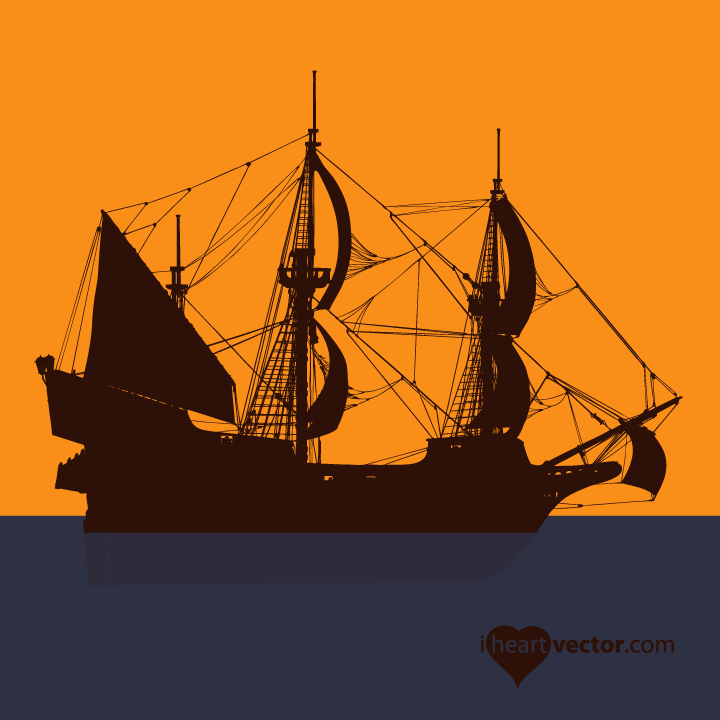 Pirate Ship Vector Silhouette Freebies - Download Free Vector
