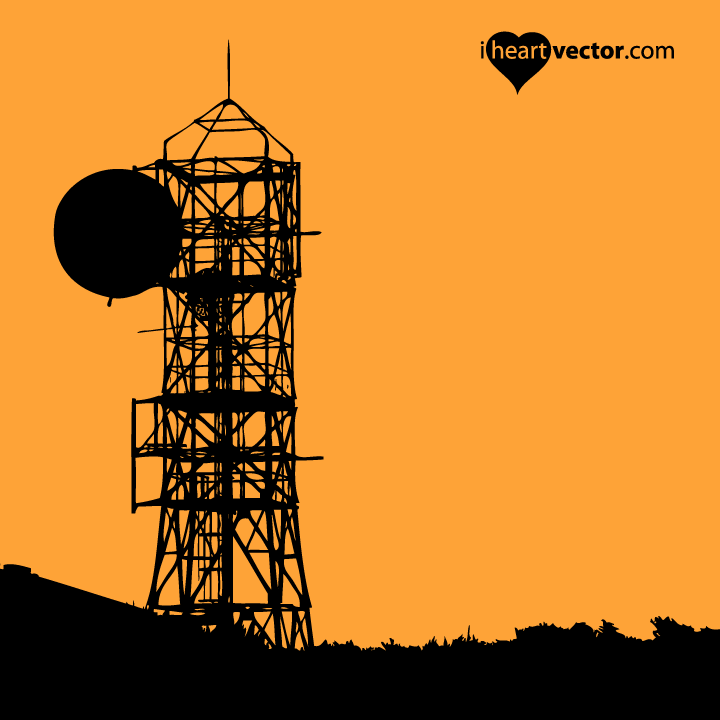 water tower silhouette vector