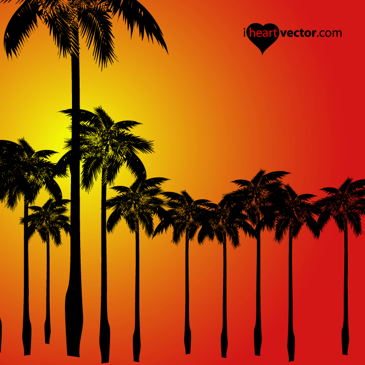 Palm Trees Sunset Silhouette Vector - Download Free Vector