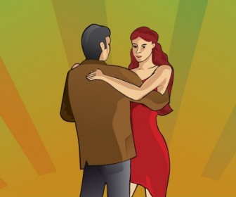 Tango Couple Dancing Vector Illustration