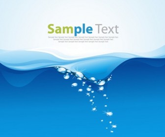 Water Wave Blue Card Vector