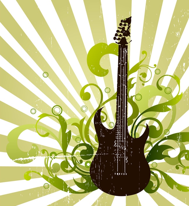 Grunge Guitar Banner - Free Vector Art