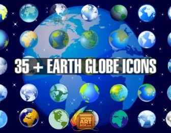 Earth Globe Icons Set Icon Vector Graphics