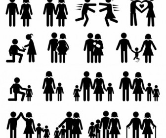Love And Family Life Silhouettes Vector Graphics