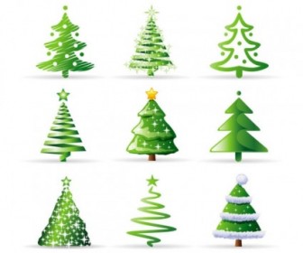A Variety Of Cartoon Christmas Tree Vector Cartoon Vector Art