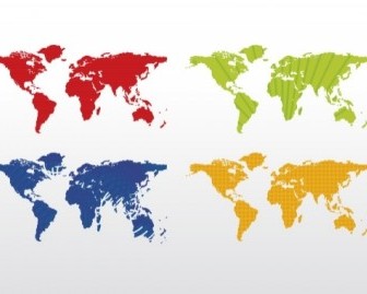 World Map (4 Colors) Vector Art