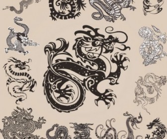 All Kinds Of Dragon Element Patterns 02 Vector Pattern Vector Art