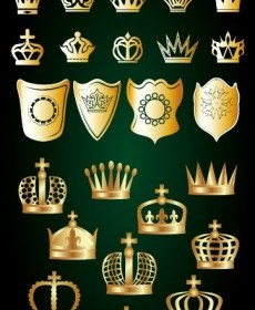 Gold Crown And Shield Vector Vector Art