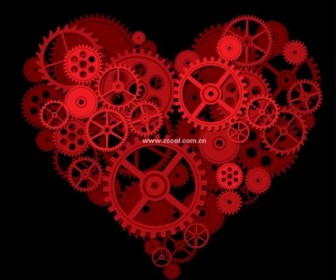 By A Gear Composed Of A Large Peach Heart Vector Heart Vector Art