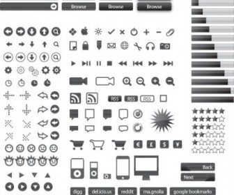 Vector Small Icons And Buttons For Web Design Vector Graphics