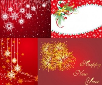 Vector 4 Red And New Year Christmas Vector Graphics