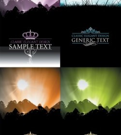 Vector Beautiful Scenery Silhouette Silhouettes Vector Graphics