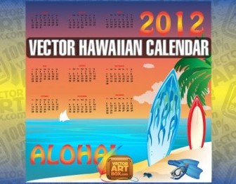 Vector Hawaiian Calendar Vector Art