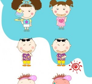 Vector Summer In The Lovely Little Boy And Girl People Vector Art