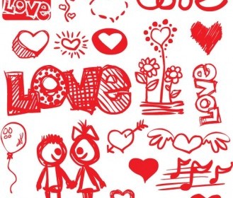 Vector Graffitistyle Valentine Day Elements Heart Vector Art