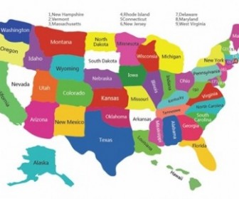 Vector Colorful USA Map With States Vector Art
