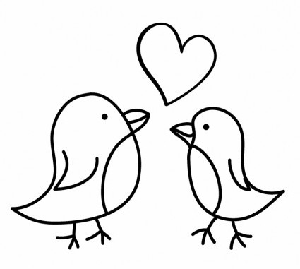 Vector Two Birds Sketch With A Love Heart Vector Art - Ai, Svg, Eps