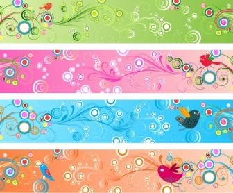 Vector Retro Floral Banners Vector Banner