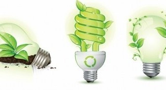 Vector Green Leaf And EnergySaving Lamps Vector Art