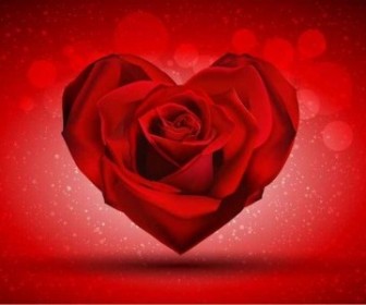 Vector Red Rose In The Shape Of Heart Background Vector Art