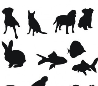 Vector 16 Pet Silhouettes Vector Graphics