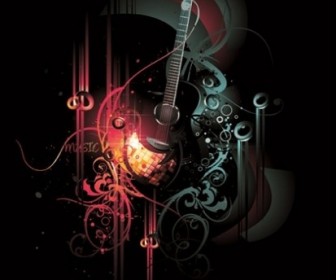 Musical Theme Dark Background Vector Art