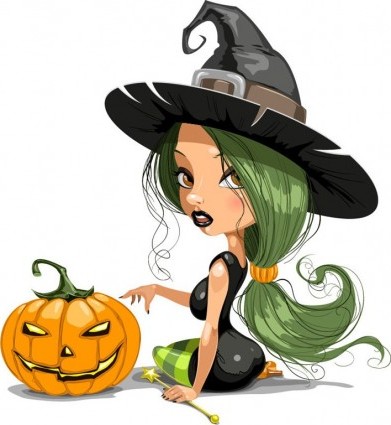 Vector Pretty Witch With Halloween Illustration Vector Art - Ai, Svg ...