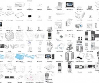 Vector Variety Of Computer Products Line Drawing Vector Art
