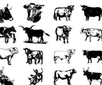 Vector Black And White Paintings Series Two Cow Pictures Vector Clip Art