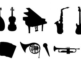Vector Musical Instruments Silhouettes Vector Graphics