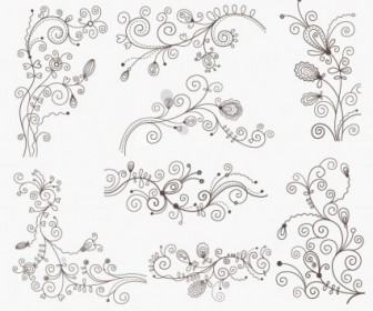 Swirl Floral Decorative Elements Vector Set