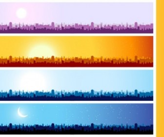 City Silhouette Banner Vector Background