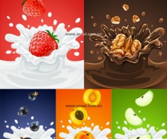 5 Fruit And Milk Moment Vector Pack