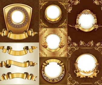 Gorgeous Gold Ribbon Lace Pattern Vector Decoration