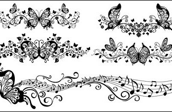 Beautiful Butterfly Pattern Vector Material Vector Flower