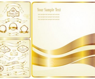 Gold Ribbon Label Vector Pack