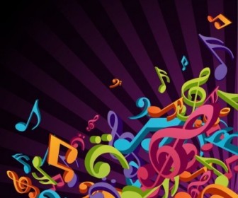 3D Colorful Music Vector Background