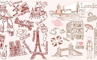 Vector Line Drawing Of Paris And London
