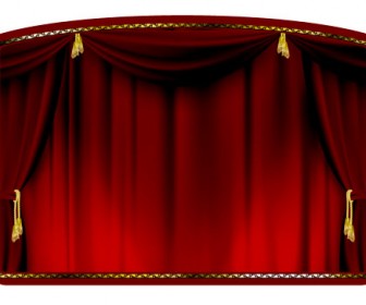 Stock Vector Red-Curtain